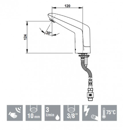 Grifo electrónico de lavabo VOLTA con detección automática