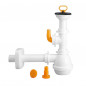 Siphon "M" for ceramic sinks, with horizontal dishwasher inlet