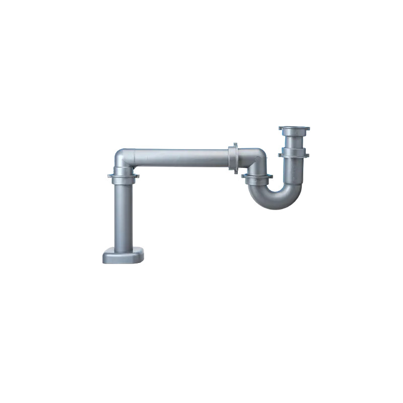 TUBE" siphon for collective sinks with floor outlet