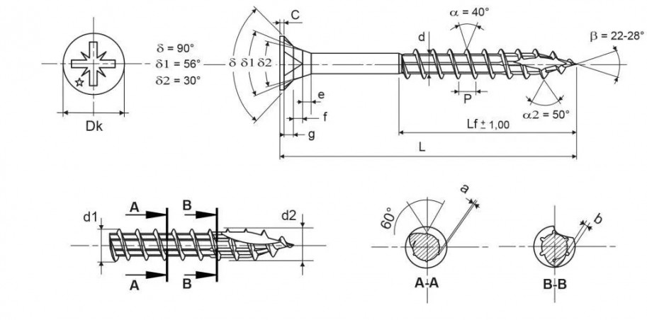 Rocket screw minivybac pozidriv countersunk 6x100 mm x8, 448065