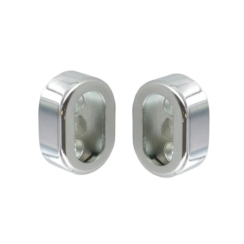 Supports for oval closet tube, with 2 chrome-plated zamak covers