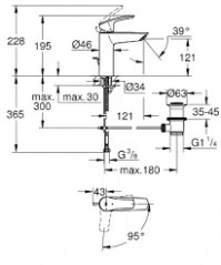 Mezclador monomando de lavabo EUROSMART tamaño M, CH3.