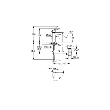 Mezclador monomando de lavabo EUROSMART tamaño M, CH3.