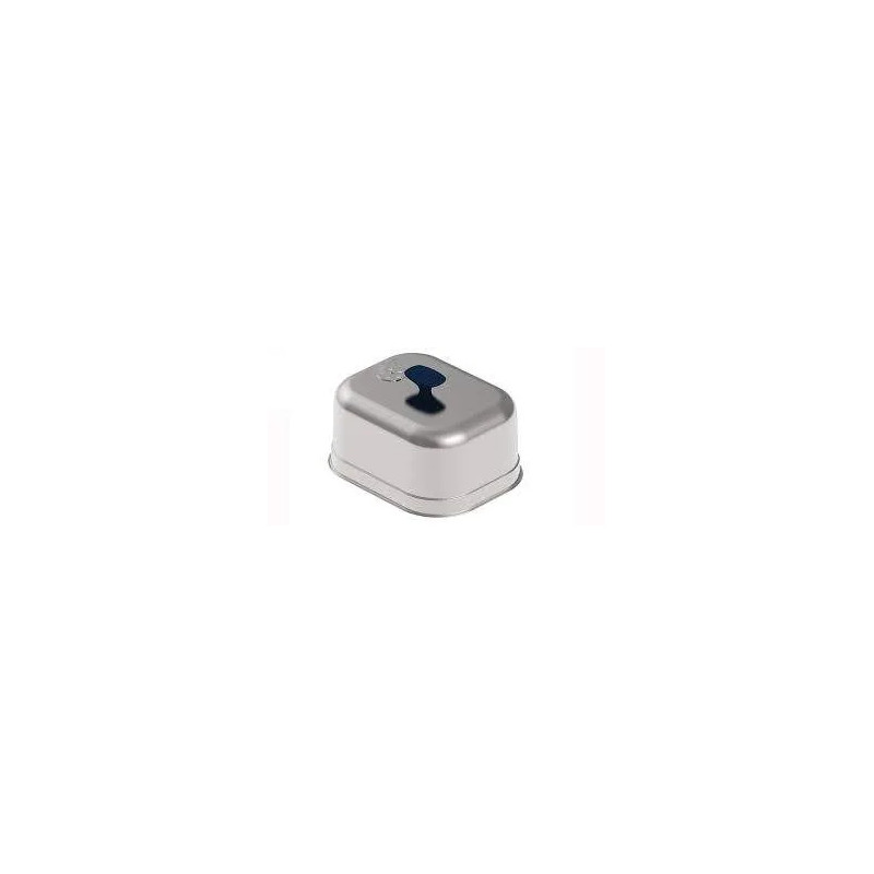 Rectangular stainless steel cooking bell.