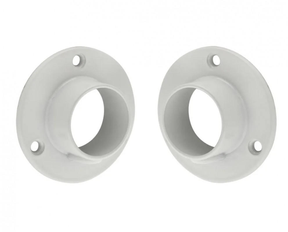 Closed end supports for open closet tube diameter 19, white steel