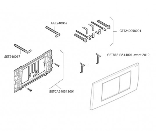 Plaque de déclenchement double volume Geberit TWINLINE 30 DT, blanc, chromé brillant