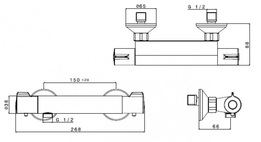 Mitigeur thermostatique bain-douche THUK