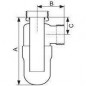 Laboratory siphon length 180mm, inlet 40x49mm outlet 50mm, gas not.