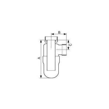 Siphon de laboratoire longueur 149mm, entrée 33x42mm sortie 40mm, pas du gaz.