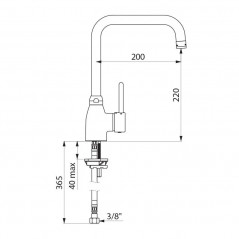 Mechanical sink mixer, swivel spout 200 mm