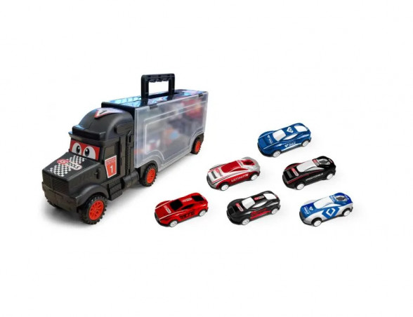 Coffret camion avec 6 voitures pour enfant, 7 pièces