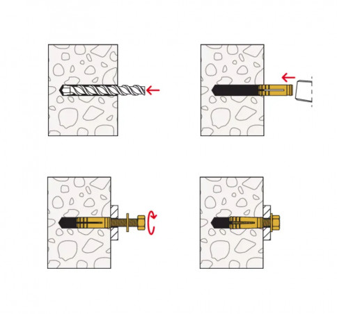 Cheville à expansion en laiton 8x28 avec filetage métrique, 10 pièces