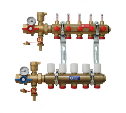 Collecteur KITR553FK prémonté avec débitmètre et vannes multifonctions, 3 départs