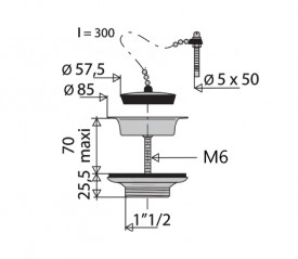 Orificio para el fregadero de gres 1 cubeta de 60 mm de diámetro