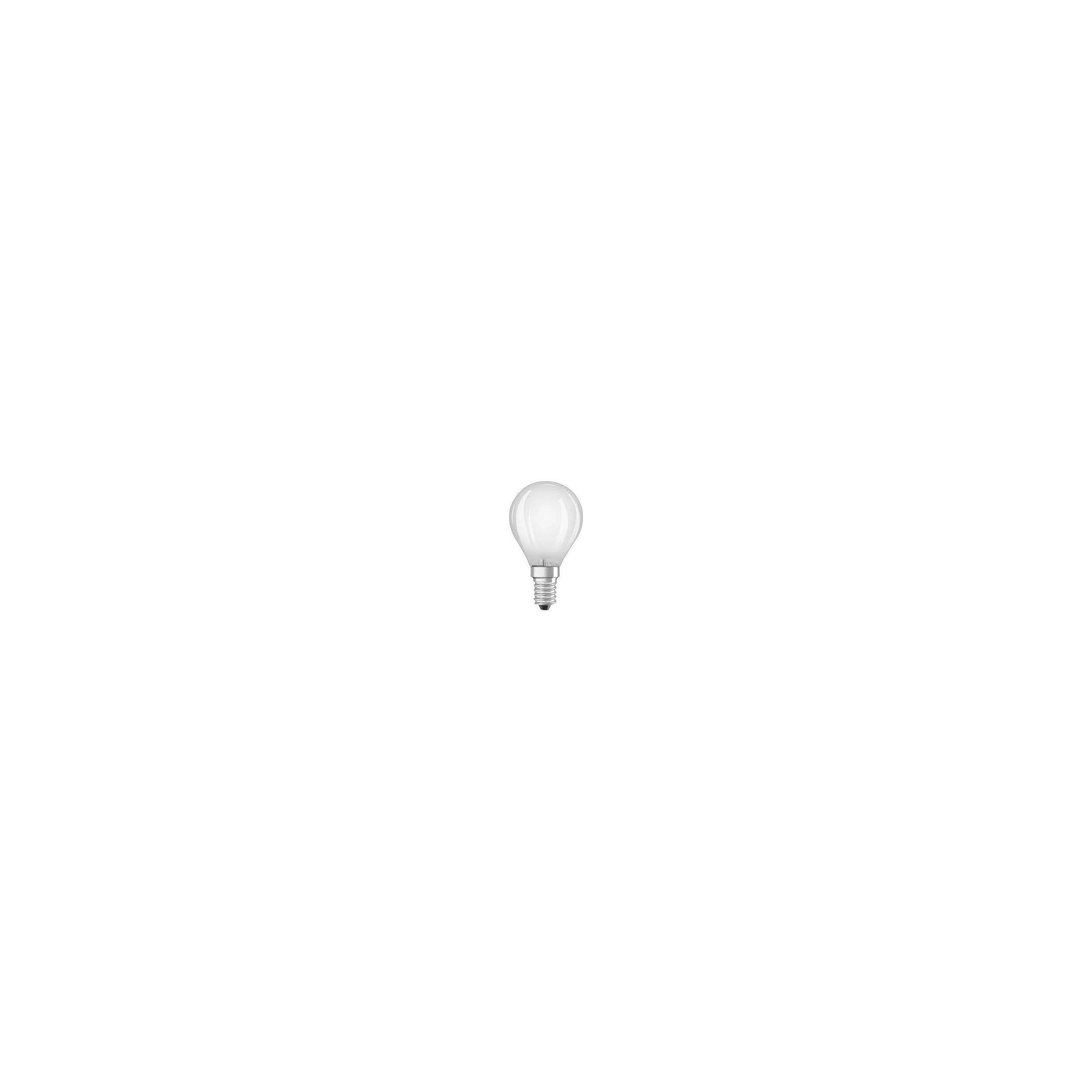 Ampoule LED dépolie sphère E14, 4W, blanc chaud.