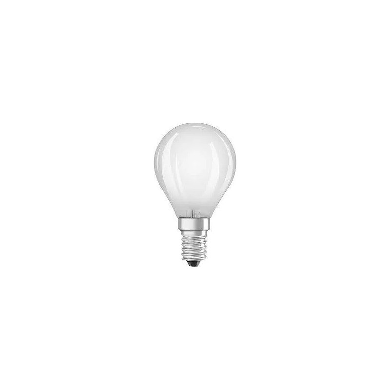 Bombilla LED esmerilada de esfera E14, 4W, blanco cálido.