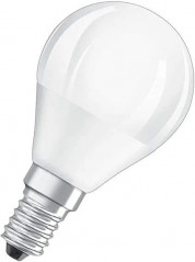 Ampoule LED dépolie sphère E14, 4.9W, blanc chaud.