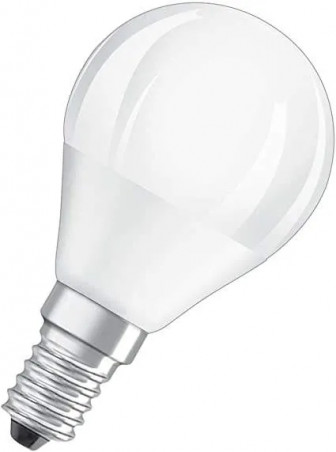 Ampoule LED dépolie sphère E14, 4.9W, blanc chaud.