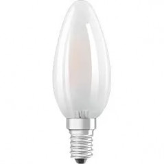 Ampoule LED flamme dépolie E14, 4W, blanc chaud.