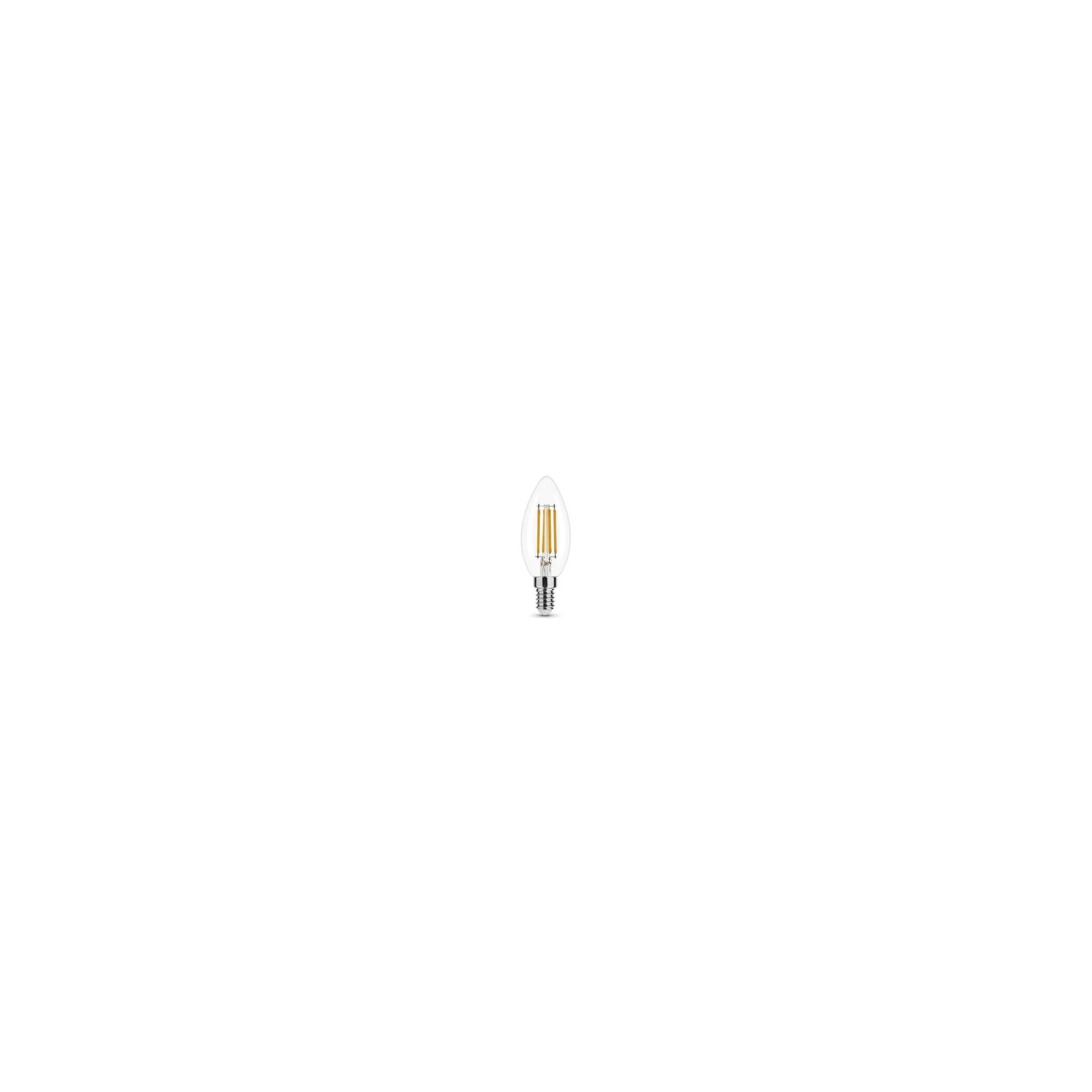 Ampoule LED verre transparent flamme E14, 2.5W, blanc chaud.