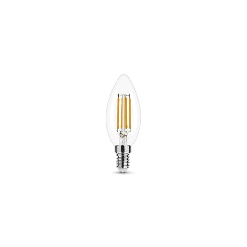 Bombilla LED llama de cristal transparente E14, 2,5W, blanco cálido.