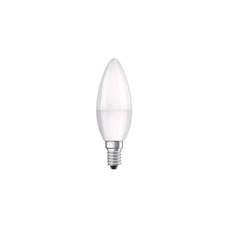 E14 frosted flame LED bulb, 4.9W, warm white.