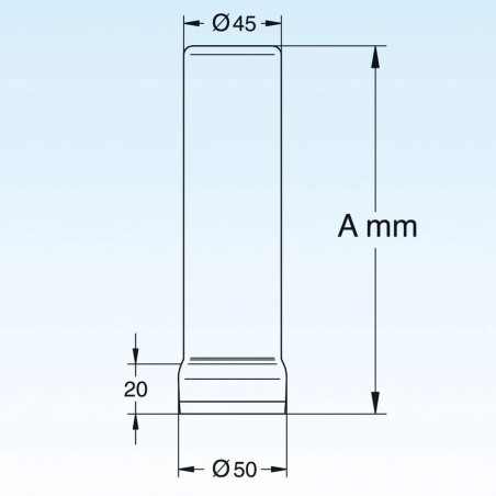 TUBE DE SURVERSE EN ACIER INOX LONGUEUR170MM - LIRA