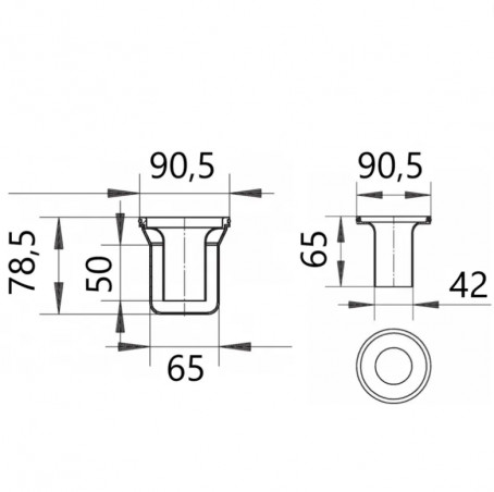 Geruchsverhindernder Siphon für Duschabfluss 48, 49 bis 2003