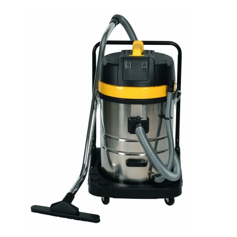 Stainless steel vacuum cleaner 70 liters water and dust with cart, 2 motors, 2000W