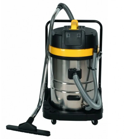 Aspirateur Inox 70 litres eau et poussière avec chariot, 2 moteurs, 2000W