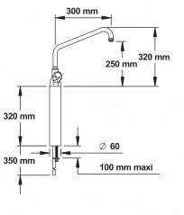 Professional single-hole raised kitchen mixer on deck