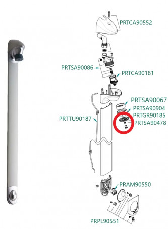 Shower screen with screw and 6L/min regulator for DL300S/350S, DL400S/400SE and 400 E touch