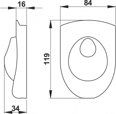 Bouton plastron chromé avec bascule pour douche temporisée DL400 SE