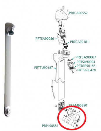 Bouton plastron chromé avec bascule pour douche temporisée DL400 SE