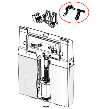 Leviers d'actionnement mécanisme de chasse WC encastré