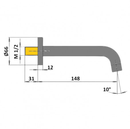 Bec seul pour mitigeur de lavabo mural deux trous.