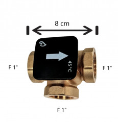 Thermal valve 45°C brass female 26x34 (1"), 3 ways