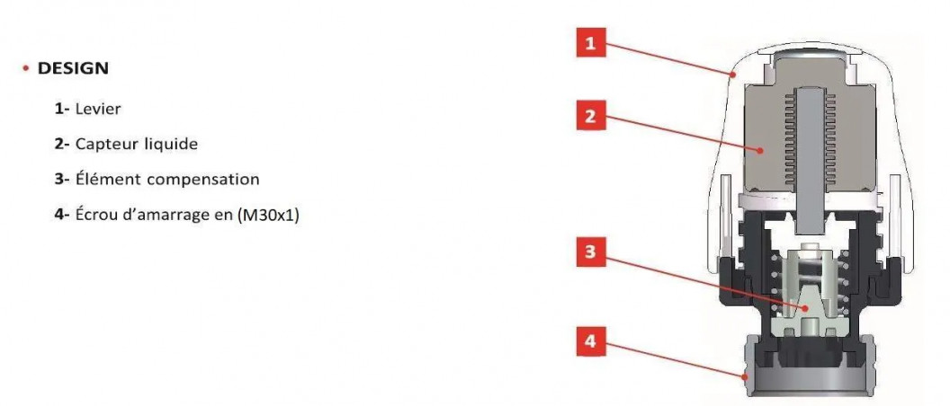 Tête thermostatique Harmony bulbe liquide M30x1.5
