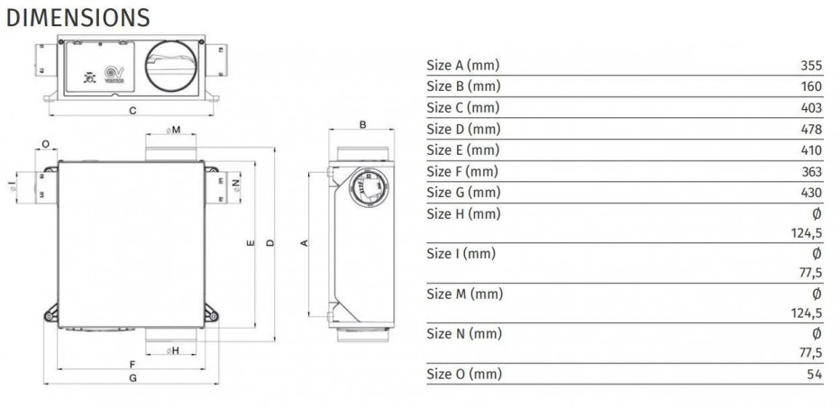 Variable hygro ventilation, 2 outlets, 2 plugs, extra-flat, VORT PLATT HCS