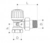 Angle thermostatic valve to screw 15x21 (1/2")