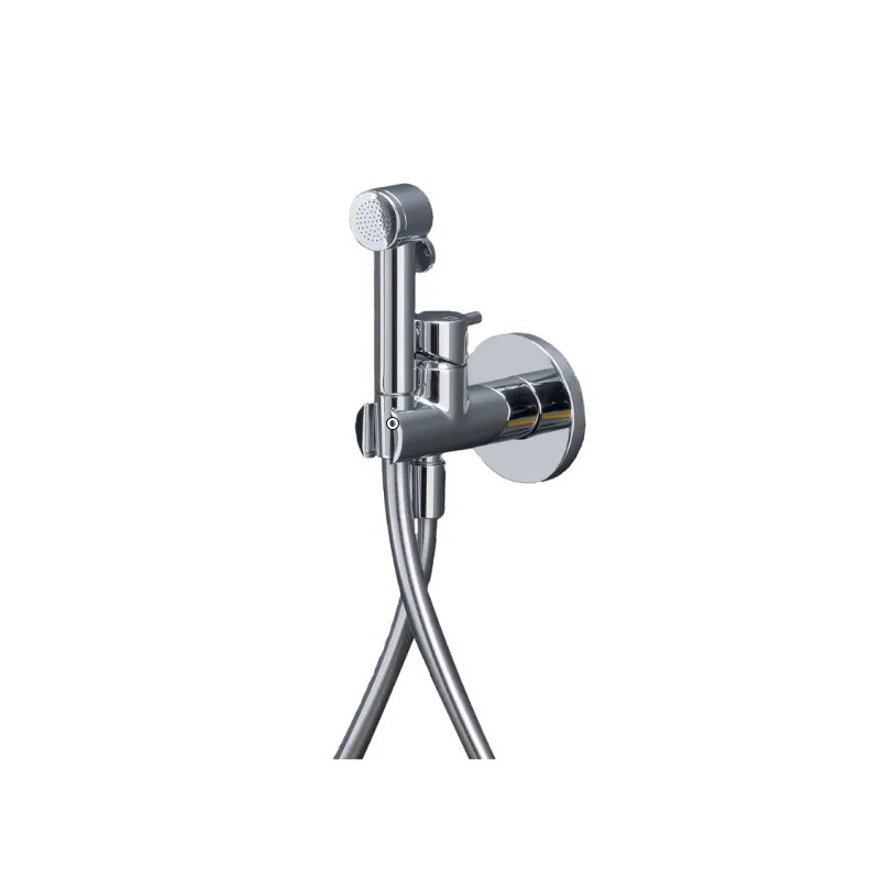 Wall-mounted hygienic toilet shower kit with concealed mixer tap, chrome