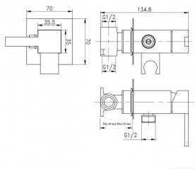 Concealed mixer kit with hygienic toilet shower, QUADRI