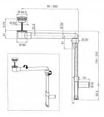 Scarico per lavabo con sifone salvaspazio e tappo UP&DOWN