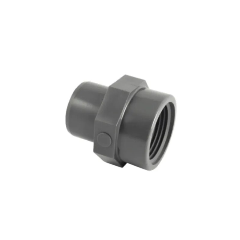 25 mm male PVC pressure fitting, 15x21 female screw fitting