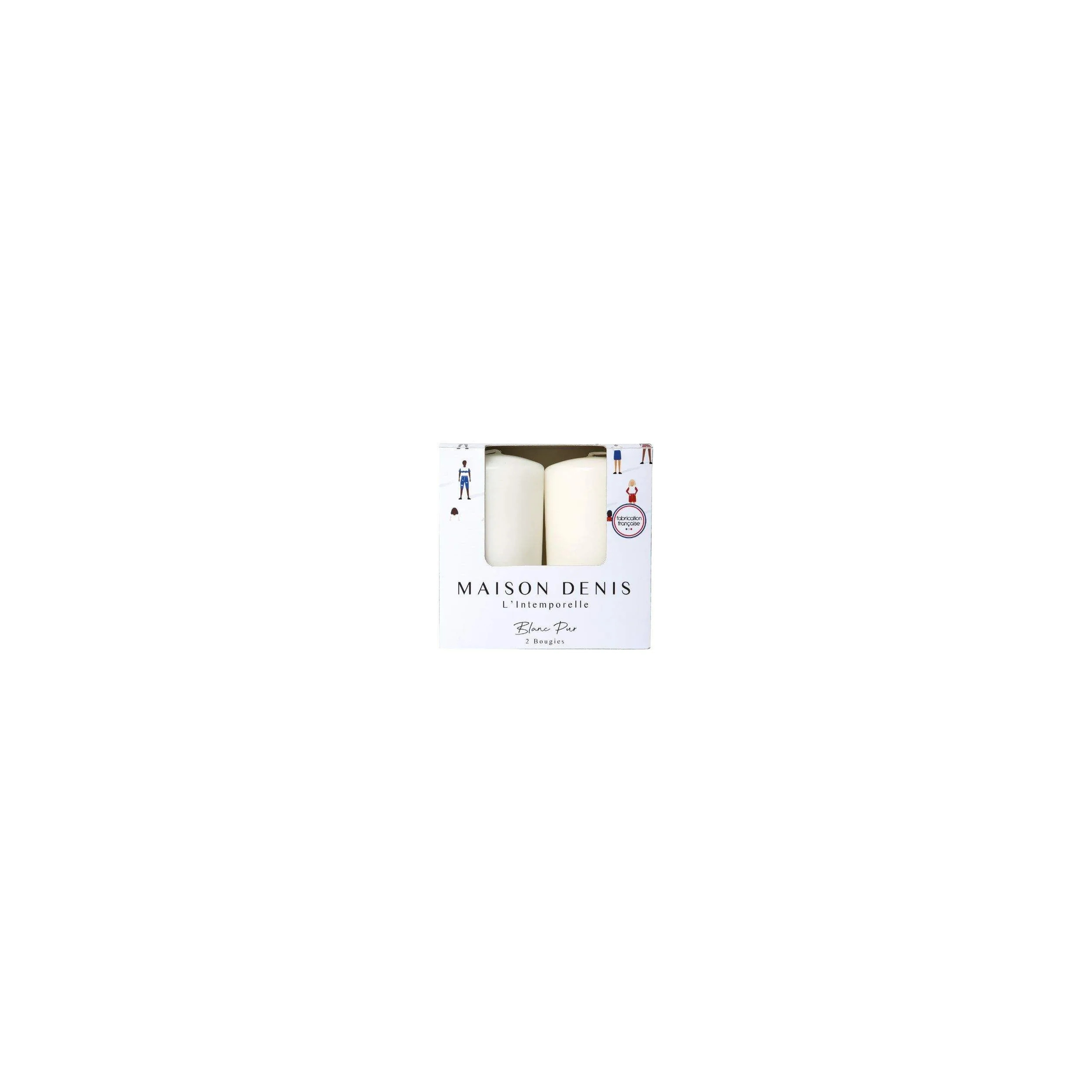 Lot de 2 bougies cylindriques 48x80mm, blanche