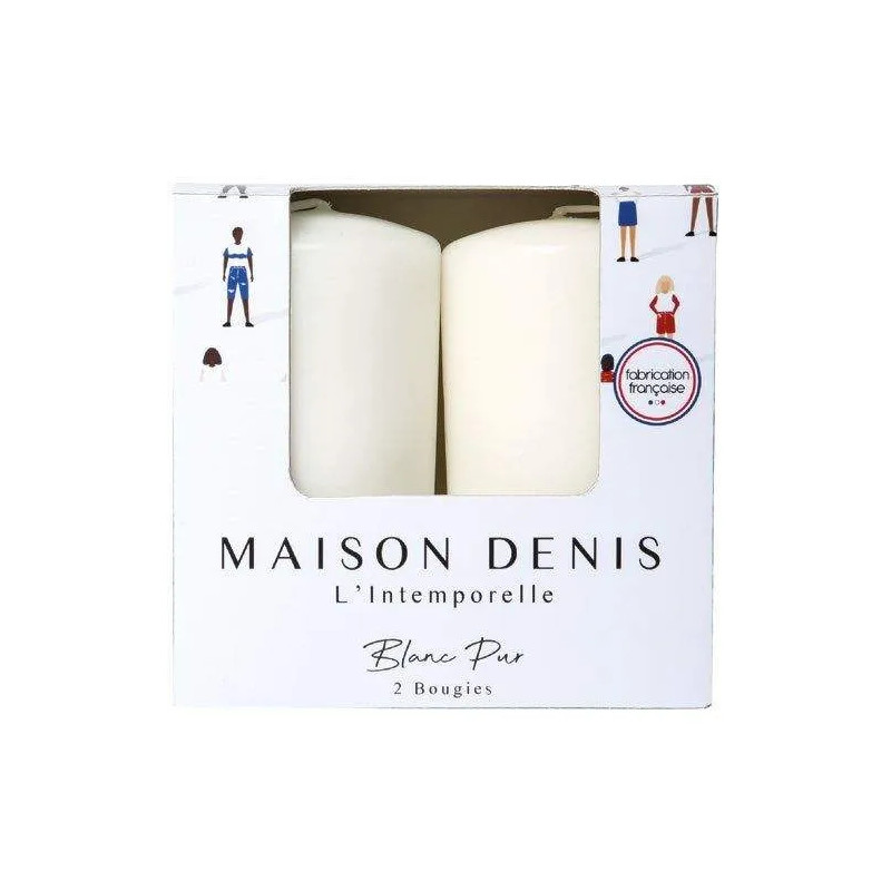 Set of 2 cylindrical candles 48x80mm, white