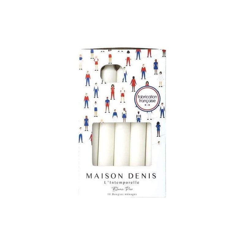 Pack of 10 white household candles