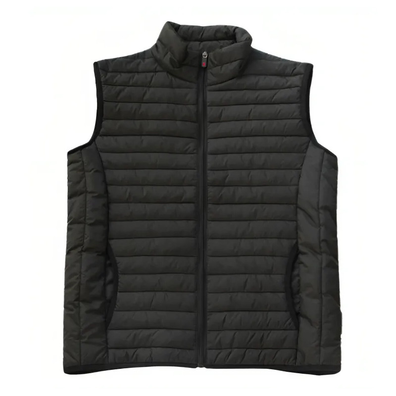 Gilet doudoune de chantier matelassé sans manche unisexe noir, taille L