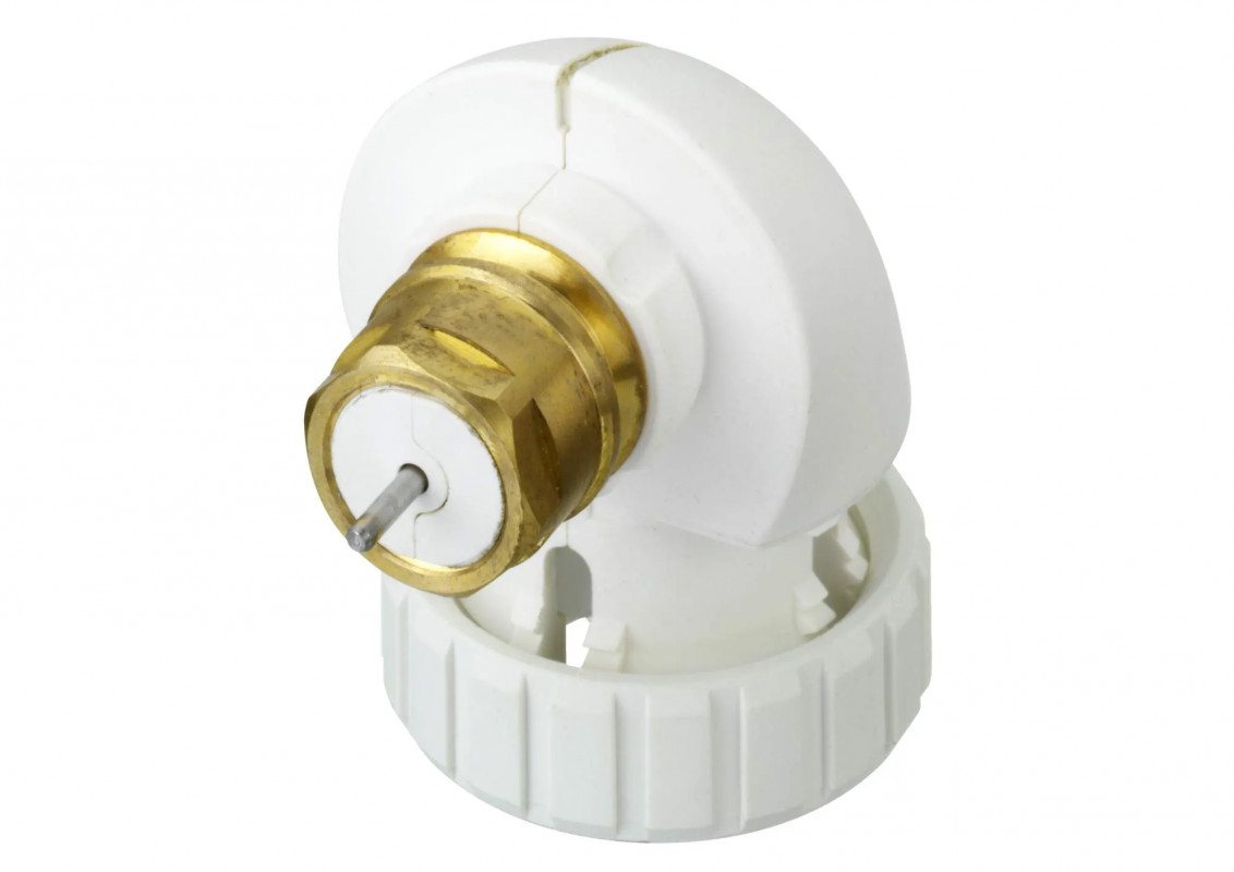 Renvoi d'angle pour tête thermostatique Danfoss à clipser.