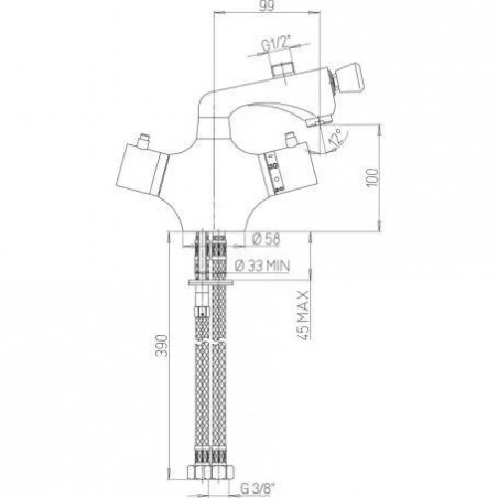 Mitigeur thermostatique bain-douche monotrou \"Blaide\" chromé.